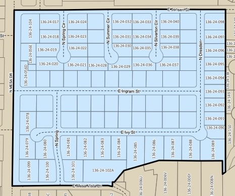 Map of the Mesa Vista Estates Irrigation Water Delivery District